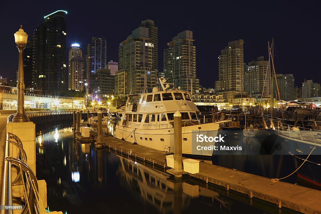 Coal Harbour notte Marina, Vancouver - Foto stock royalty-free di Acqua