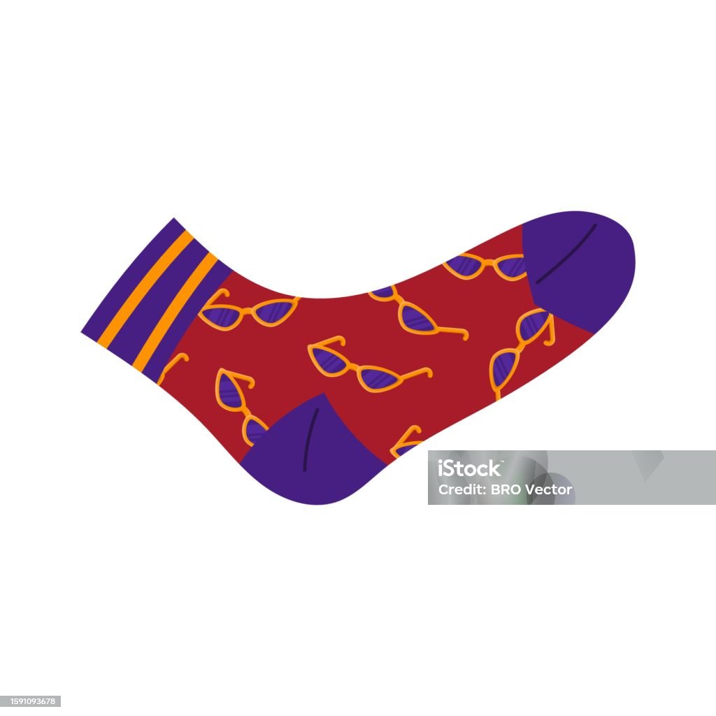 Blue And Red Sock With Sunglasses Pattern Vector Illustration Stock ...
