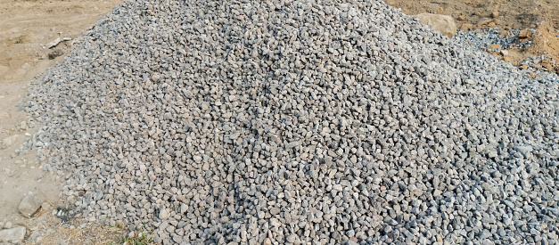 Piles of milled natural stone material, taken from a close distance