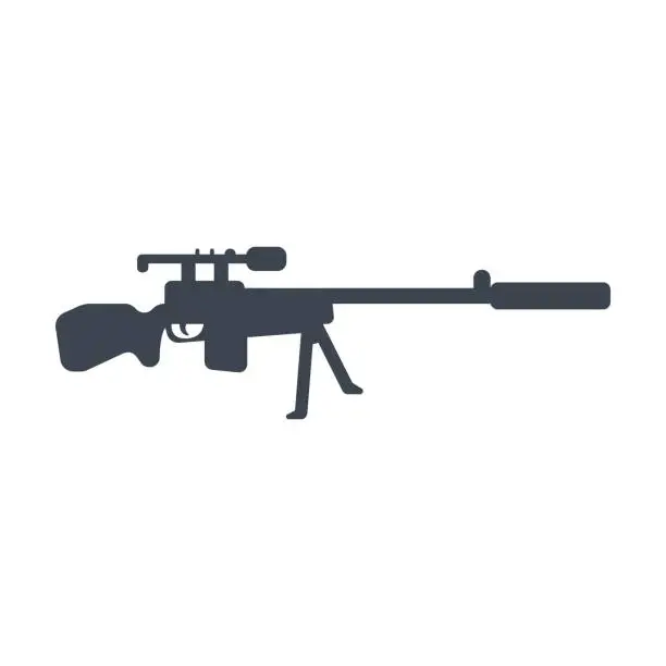 Vector illustration of Silhouette of sniper rifle vector