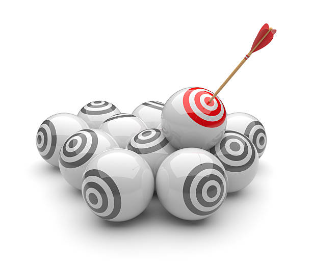 istock Arrow in targets 3D. Success hitting. Isolated 159114322