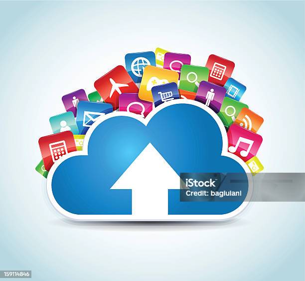 App Symbols Representing Each App That Uses The Cloud Stock Illustration - Download Image Now