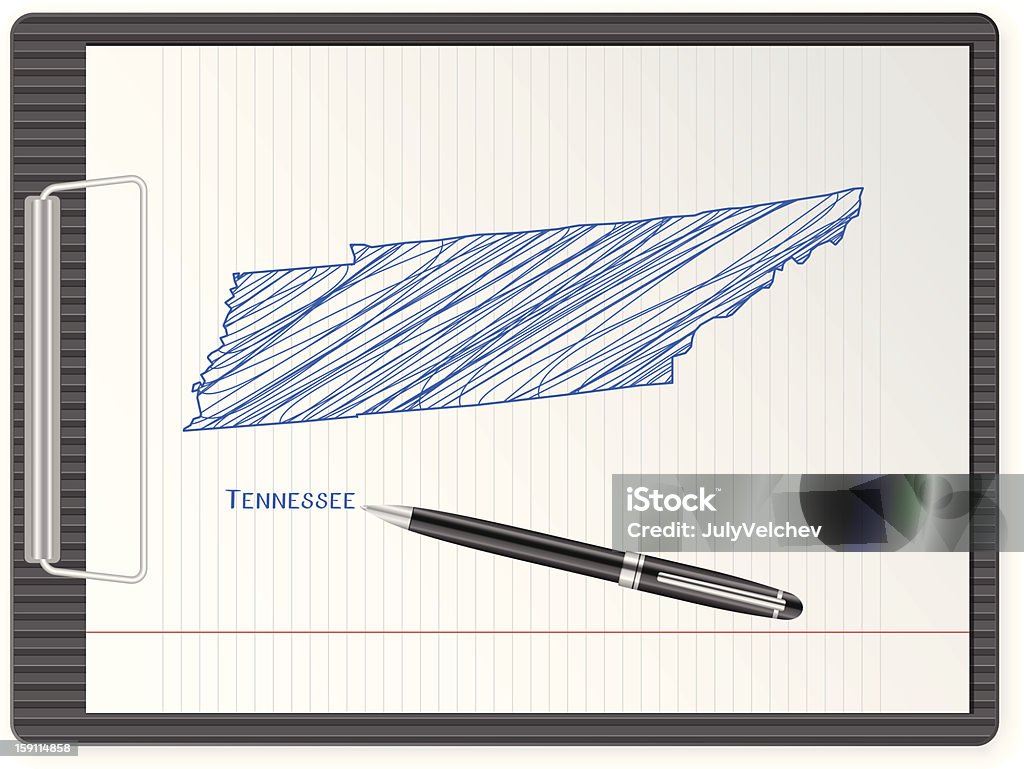 Klemmbrett Тennessee Karte - Lizenzfrei Amerikanische Bundesstaatsgrenze Vektorgrafik