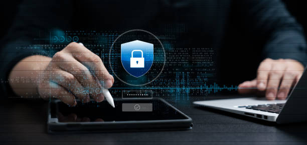 istock Cyber security and data protection, businessman use laptop and tablet Internet network security system, protecting business and financial transaction data from cyber attacks, secure data encryption. 1591154074
