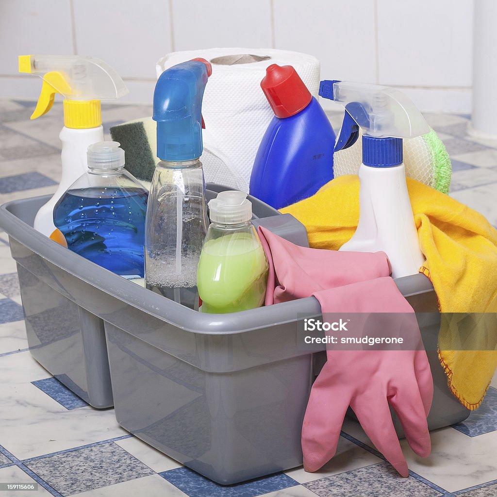 cleaning bathroom clean kitchen Washroom cleaning accessories. Bathroom Stock Photo