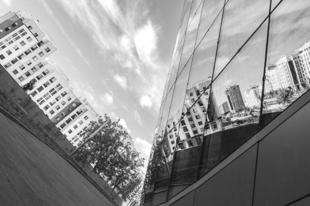 istock Unique black and white architectural perspective shot in Astana City 1591158332