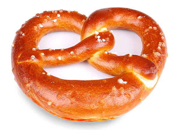 istock Freshly baked pretzel on white background 159117429