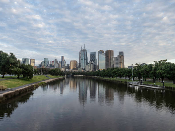 istock Urban skyline and river early morning 1591189664