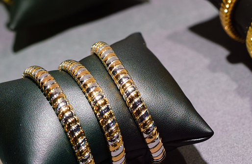 Jewelry: Bracelets inlaid with gold and diamonds