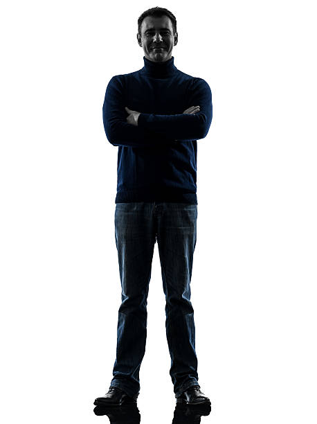 istock man smiling friendly  silhouette full length 159120111