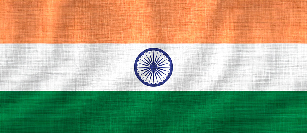 Cotton Textured Tri colour India flag, saffron white and green Ashoka chakra, independence day of India.