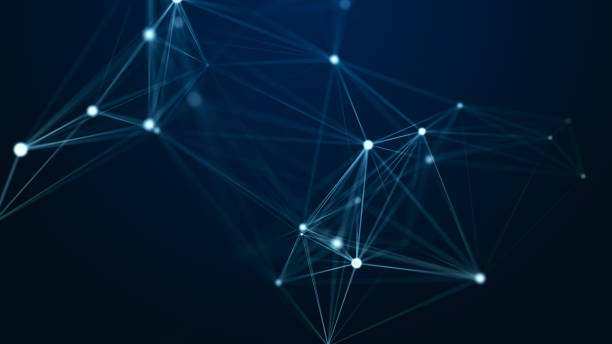 istock Electronic block of information dissemination. The movement of triangular figures in a structural connection. 3D 1591212687
