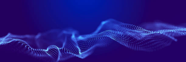 istock Abstract wave of dots in blue and purple tones. Equalizer for music. 3D rendering. 1591212764