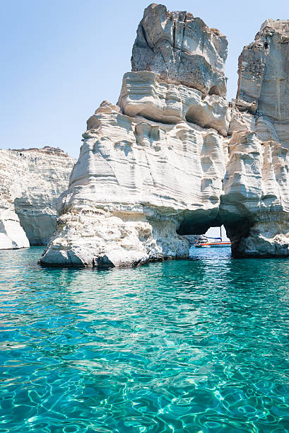 Kleftiko, Milos island, Cyclades, Greece. Picture taken from a boat.