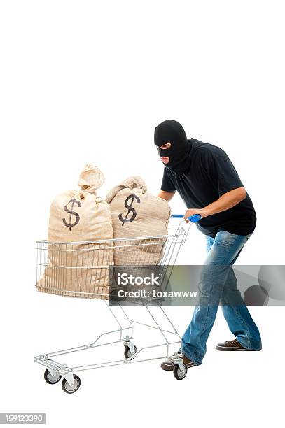 Happy Robber Mit Sack Voll Von Dollar Stockfoto und mehr Bilder von Bank - Bank, Dieb, Dollarsymbol