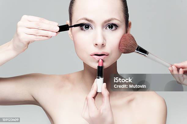 Applying Professional Make Up Stock Photo - Download Image Now - Adult, Adults Only, Applying