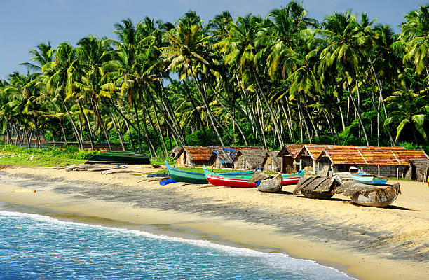 fishing village in Goa stock photo