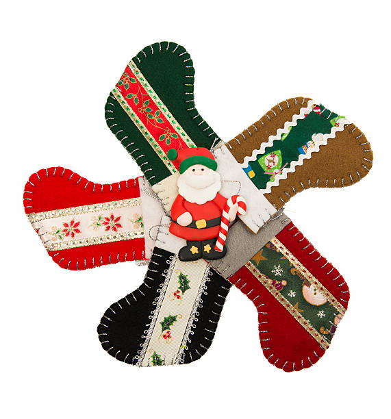 istock Santa in the circle of X'mas Sock 159123619