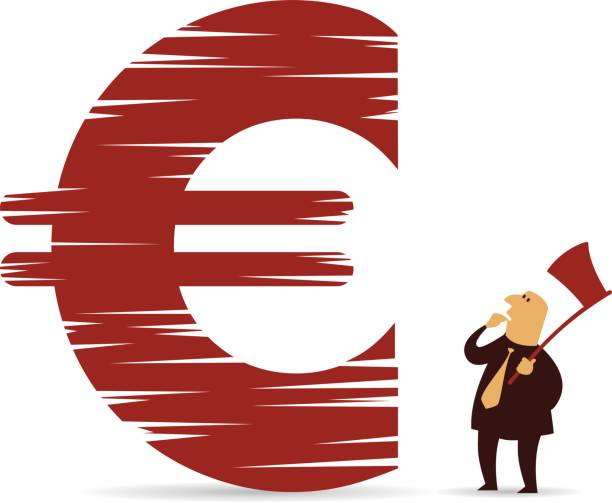 裁断ダウンユーロのサイン - frustration loss european union currency euro symbol点のイラスト素材／クリップアート素材／マンガ素材／アイコン素材