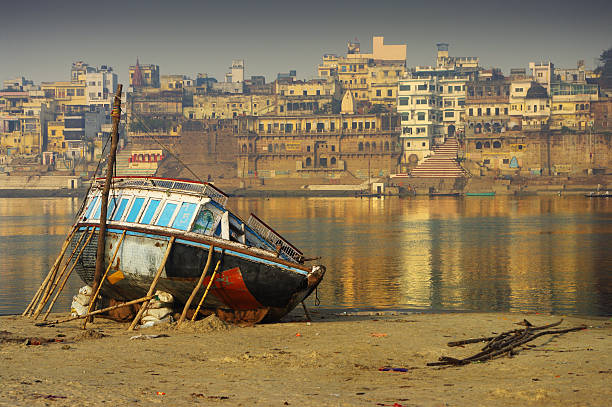 shipwreck in Varanasi stock photo