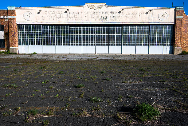 Abandoned Aircraft Hangar stock photo