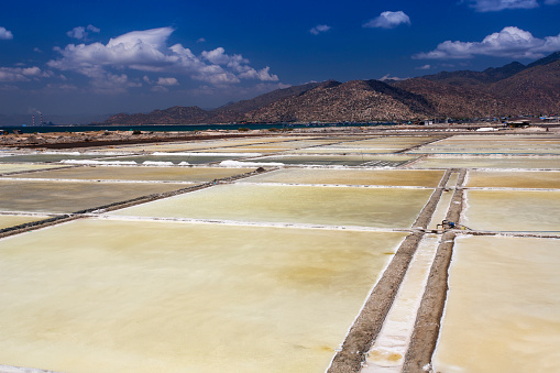 Salt fields for salt production, Ninh Thuan province, Vietnam, Asia