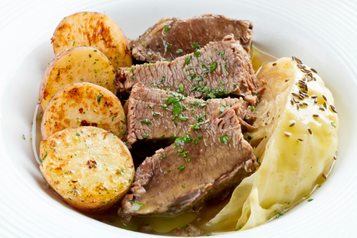 Irish Cuisine, Corned Beef, Cabbage and roasted potatoes
