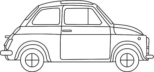 Vector illustration of Fiat 500 line drawing