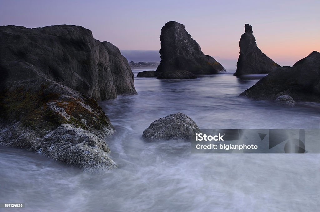 Bandon praia ao pôr do sol no mar, Oregon - Foto de stock de Bandon Beach royalty-free