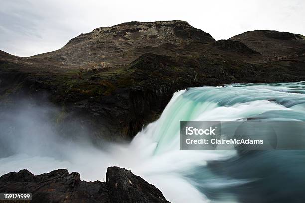 Beautiful Green Waterfall Stock Photo - Download Image Now - Chile, Cloud - Sky, Cold Temperature