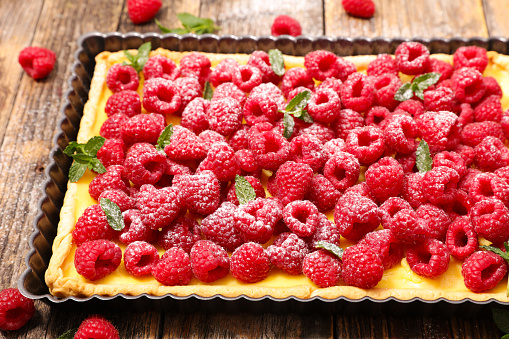 Delicious sweet raspberry tart pie
