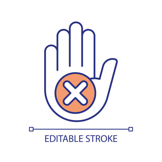 stopphandzeichen rgb-farbsymbol - zurückweisung stock-grafiken, -clipart, -cartoons und -symbole