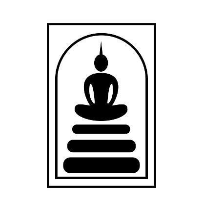 Sitting buddha figure vector icon. somdej wat rakang