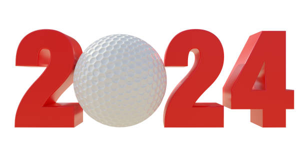 istock 2024 Golf event calendar. New year number with golfball isolated on white background, 3d render 1591310161