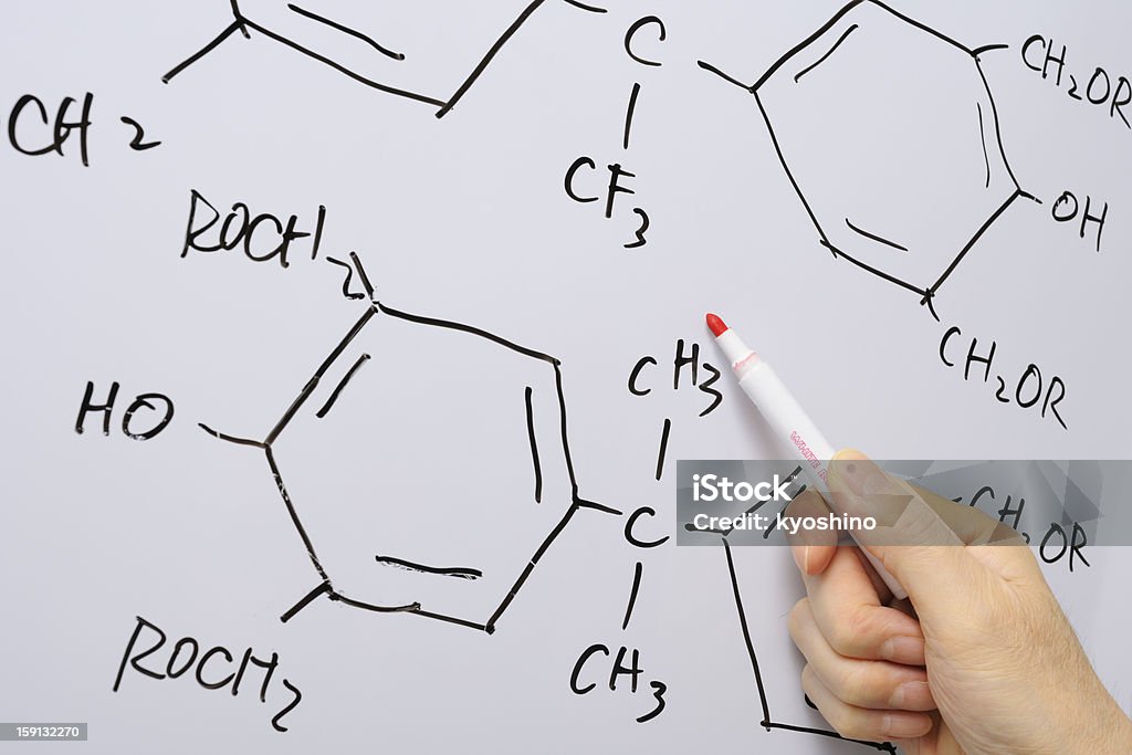 ホワイトボード-Chemistry 科学式 - 化学の授業のロイヤリティフリーストックフォト