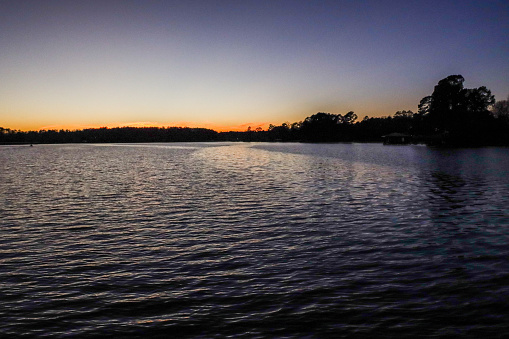 A n evening shot of some of the river currents in beautiful Lake Sinclair in Milledgeville, Georgia.