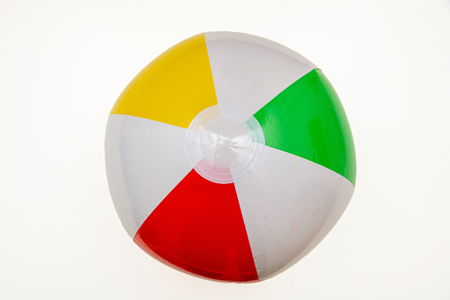 Colorful beach ball isolated on white background, Summer holidays kids fun