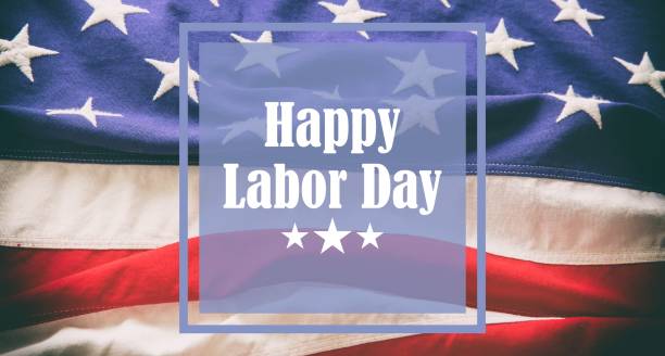 istock Happy Labor Day text on US America flag background, 1591332506