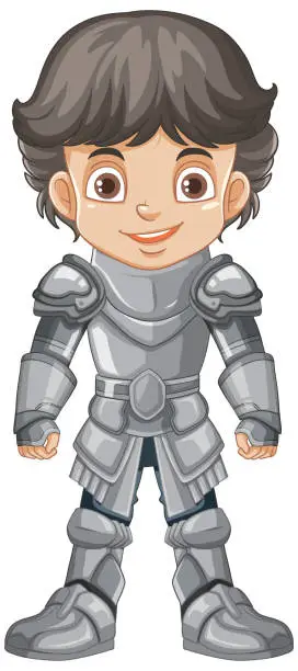 Vector illustration of Cartoon knight boy character