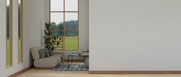 Modern living space. Render image.