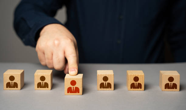 istock Selected highlighted person from the group. 1591376024