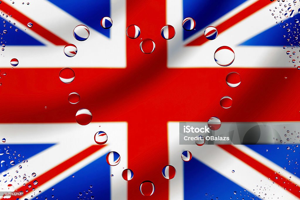 England heart Grait Britain flag with heart shape rain droplets. Blue Stock Photo
