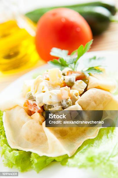 Vegetarian Salad With Cooked Vegetables And Mayo Stock Photo - Download Image Now - Appetizer, Baked, Boiled