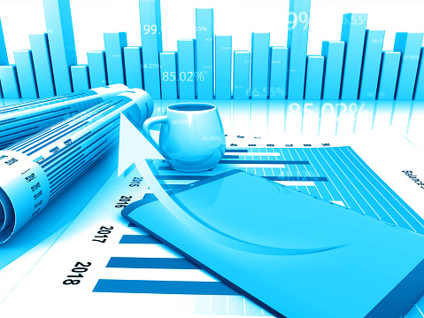 Business graph finance chart. Concept of stock trading and financial markets. 3d illustration