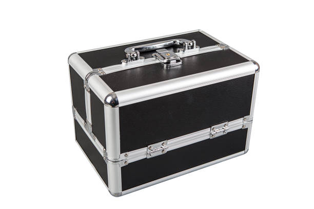 istock Black metal case isolated on white background. Clipping path included. 1591463572