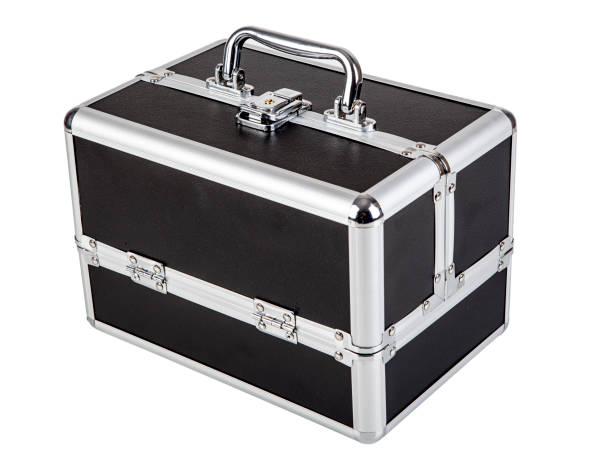 istock Black metal case isolated on white background. Clipping path included. 1591463581