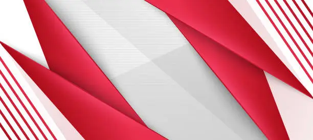 Vector illustration of Modern red and white abstract background with 3d overlap layer and paper cut art style design