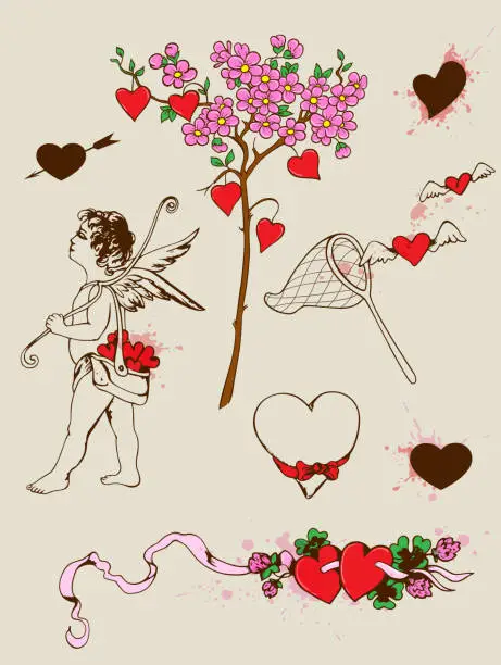 Vector illustration of Valentine's design elements
