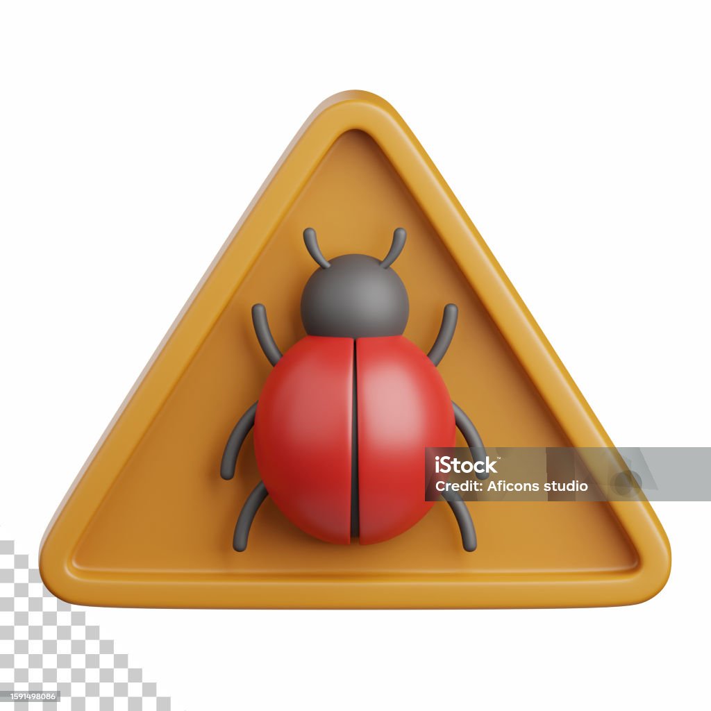 3d rendering bug isolated useful for technology, programming, development, coding, software, app, computing, server and connection design element Applying Stock Photo