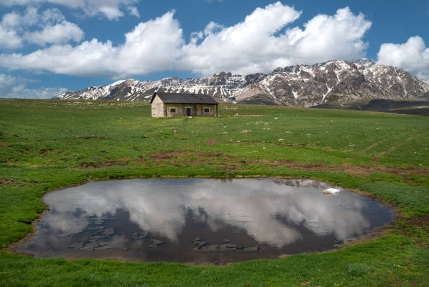 campo imperatore - fonte vetica (aq italy - apennines beauty in nature grass plateau foto e immagini stock